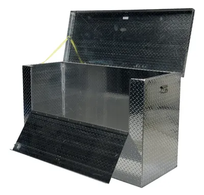 Vestil APTS-2436-FD aluminum tread plate portable tool boxe shown from an alternate angle