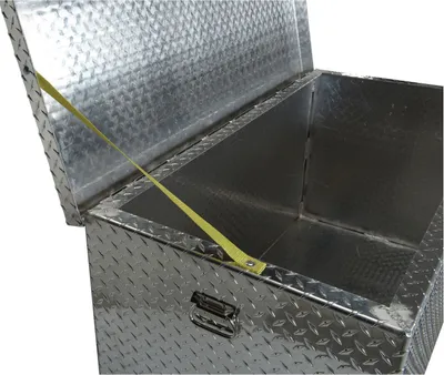 Vestil APTS-2436 aluminum tread plate portable tool boxe shown from an alternate angle