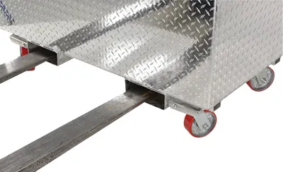 Vestil APTS-2448-CF aluminum tread plate portable tool boxe shown from an alternate angle
