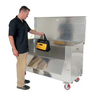 Vestil APTS-3060-C-FD aluminum tread plate portable tool boxe shown from an alternate angle