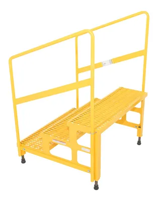 Vestil ASP-36-3-HR adjustable step stands with handrail shown from an alternate angle