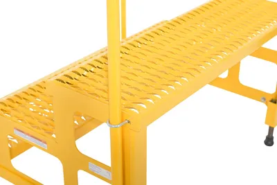 Vestil ASP-36-3-HR adjustable step stands with handrail shown from an alternate angle