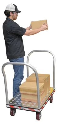 Vestil ATP-C-2436-2HDL heavy duty aluminum treadplate platform truck shown from an alternate angle