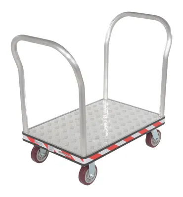 Vestil ATP-C-2436-2HDL heavy duty aluminum treadplate platform truck shown from an alternate angle