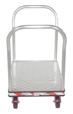 Vestil ATP-C-2436-2HDL heavy duty aluminum treadplate platform truck shown from an alternate angle