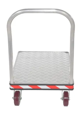 Vestil ATP-C-2436 heavy duty aluminum treadplate platform truck shown from an alternate angle