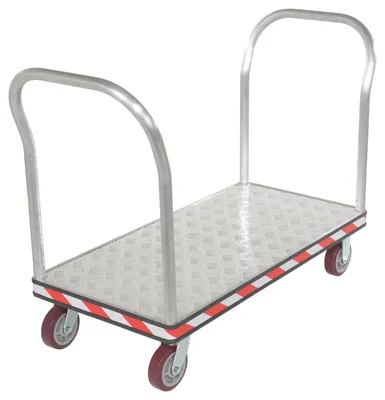 Vestil ATP-C-2448-2HDL heavy duty aluminum treadplate platform truck shown from an alternate angle