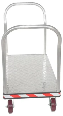 Vestil ATP-C-2448-2HDL heavy duty aluminum treadplate platform truck shown from an alternate angle
