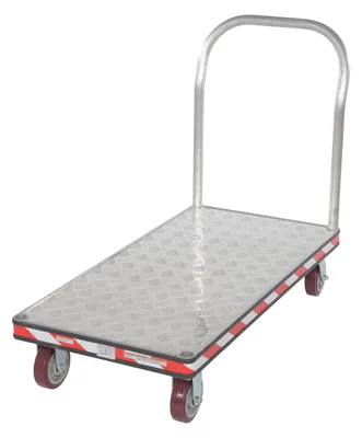 Vestil ATP-C-2448 heavy duty aluminum treadplate platform truck shown from an alternate angle