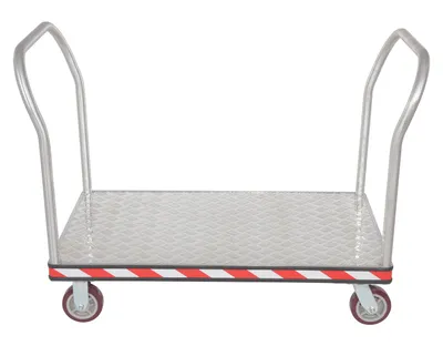 Vestil ATP-C-3048-2HDL heavy duty aluminum treadplate platform truck shown from an alternate angle