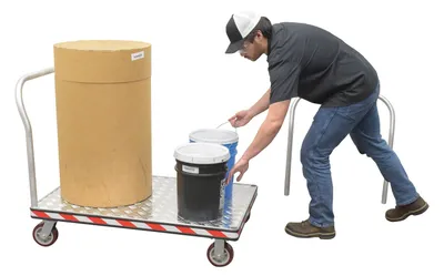 Vestil ATP-C-3048-2HDL heavy duty aluminum treadplate platform truck shown from an alternate angle