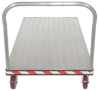 Vestil ATP-C-3672 heavy duty aluminum treadplate platform truck shown from an alternate angle
