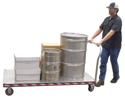 Vestil ATP-C-3672 heavy duty aluminum treadplate platform truck shown from an alternate angle
