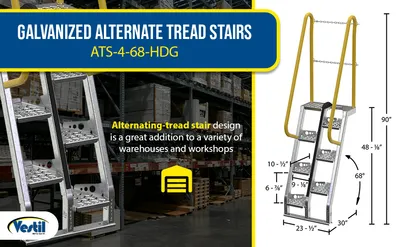 Vestil ATS-4-68-HDG alternating-tread stair feature highlights