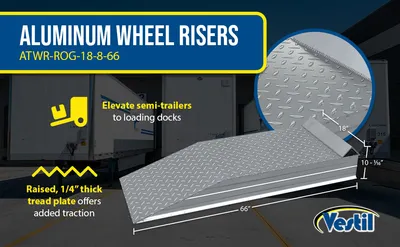 Vestil ATWR-ROG-18-8-66 aluminum wheel riser feature highlights