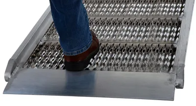 Vestil AWR-G-28-10A aluminum grip-strut walk ramp shown from an alternate angle