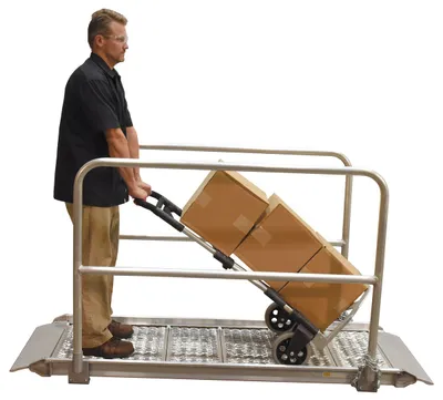 Vestil AWR-G-28-7A-HR aluminum grip-strut walk ramp shown from an alternate angle