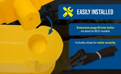 Vestil BCD-76-EX12-YL stackable poly barricade feature highlights