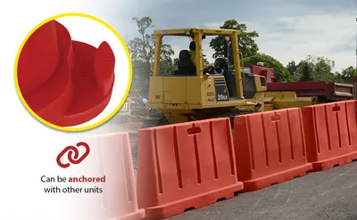 Vestil BCD-7636-RD stackable poly barricade feature highlights
