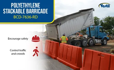 Vestil BCD-7636-RD stackable poly barricade feature highlights
