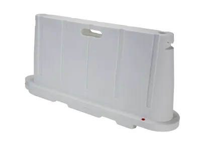 Vestil BCD-7636-WH stackable poly barricade shown from an alternate angle