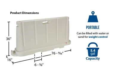 Vestil BCD-7636-WH stackable poly barricade feature highlights