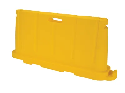 Vestil BCD-7636-YL stackable poly barricade shown from an alternate angle
