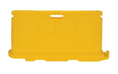 Vestil BCD-7636-YL stackable poly barricade shown from an alternate angle