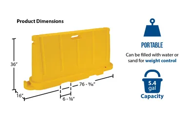 Vestil BCD-7636-YL stackable poly barricade feature highlights