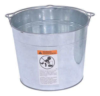 Vestil BKT-GAL-325 galvanized & stainless steel bucket shown from an alternate angle