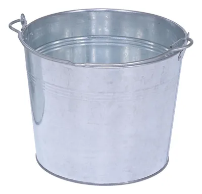 Vestil BKT-GAL-325 galvanized & stainless steel bucket shown from an alternate angle