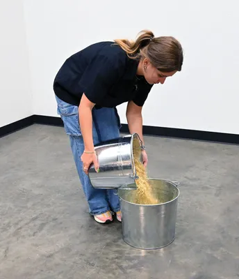 Vestil BKT-GAL-325 galvanized & stainless steel bucket shown from an alternate angle