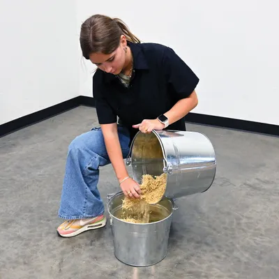 Vestil BKT-GAL-500 galvanized & stainless steel bucket shown from an alternate angle