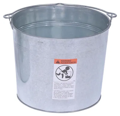 Vestil BKT-GAL-500 galvanized & stainless steel bucket shown from an alternate angle