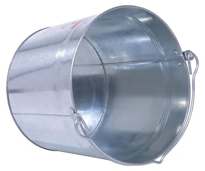 Vestil BKT-GAL-500 galvanized & stainless steel bucket shown from an alternate angle