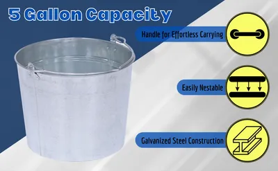 Vestil BKT-GAL-500 galvanized & stainless steel bucket feature highlights