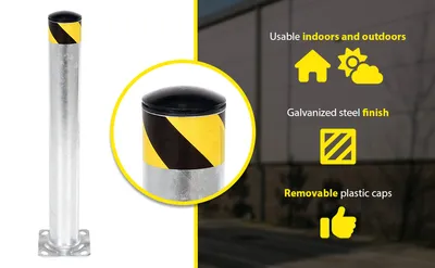 Vestil BOL-24-4.5-HDG steel pipe safety bollard feature highlights