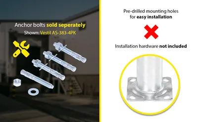 Vestil BOL-24-4.5-HDG steel pipe safety bollard feature highlights