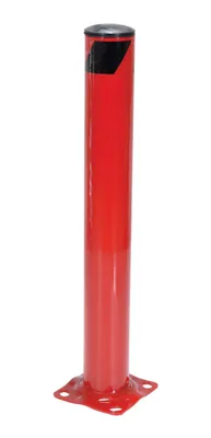 Vestil BOL-36-4.5-RED steel pipe safety bollard shown from an alternate angle