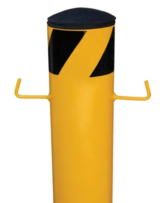 Vestil Factory Installed Steel Bollard J-Hook Chain Attachment Yellow
