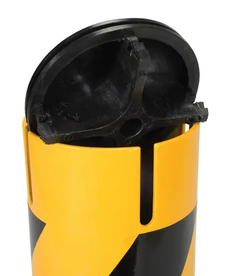 Vestil BOL-JK-24-4.5 steel pipe bollard with chain slot shown from an alternate angle