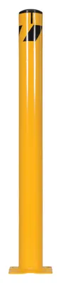 Vestil BOL-JK-48-4.5 steel pipe bollard with chain slot shown from an alternate angle