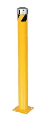 Vestil BOL-JKS-48-4.5 steel pipe bollard with chain slot shown from an alternate angle