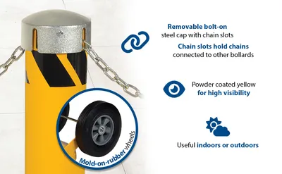 Vestil BOL-MB-JKS-42-5.5 movable bollard feature highlights