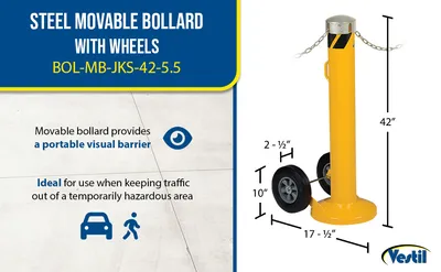 Vestil BOL-MB-JKS-42-5.5 movable bollard feature highlights