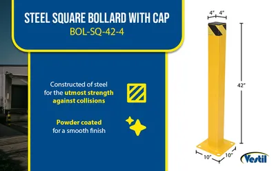 Vestil BOL-SQ-42-4 square steel bollard feature highlights
