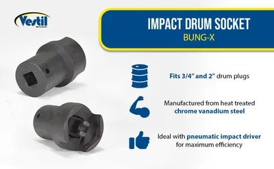 Vestil BUNG-X drum impact socket feature highlights