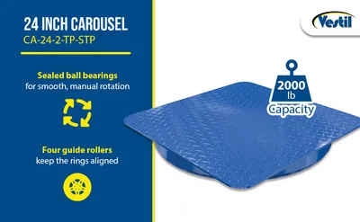 Vestil CA-24-2-TP-STP steel manual carousel feature highlights