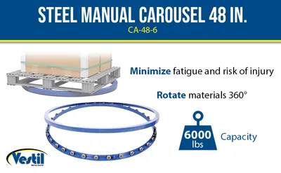 Vestil CA-48-6 steel manual carousel feature highlights