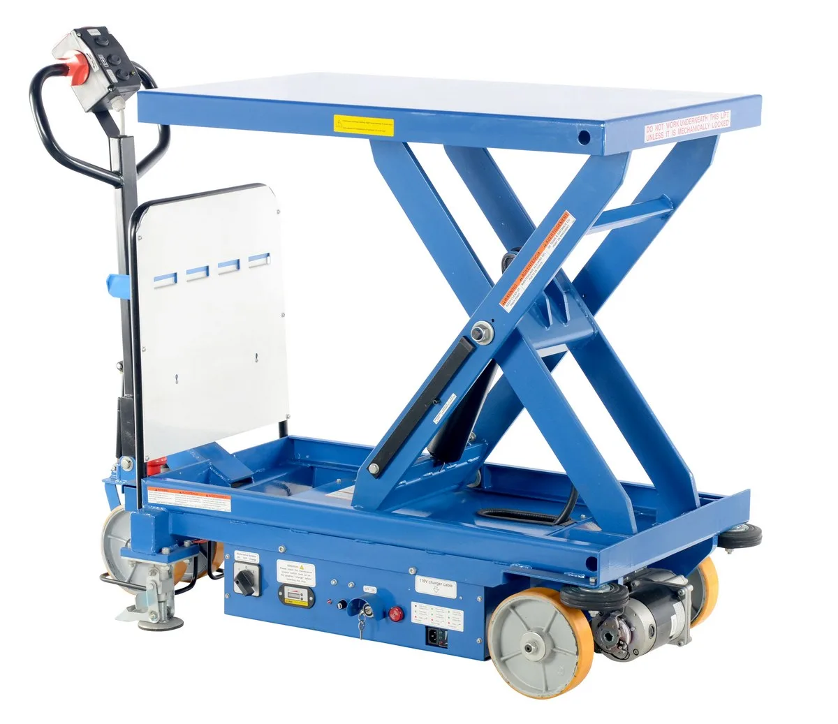 Vestil CART-1000-DC-CTD powered drive and powered lift hydraulic scissor cart